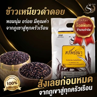 ข้าวเหนียวดำดอยกระสอบ5กิโลกรัม ตราทรัพย์ธนา ข้าวใหม่ หอม ดำ