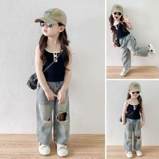 Hanababywear กางเกงยีนส์เด็กผู้หญิง น่ารักๆสไตล์เกาหลี-K4135525
