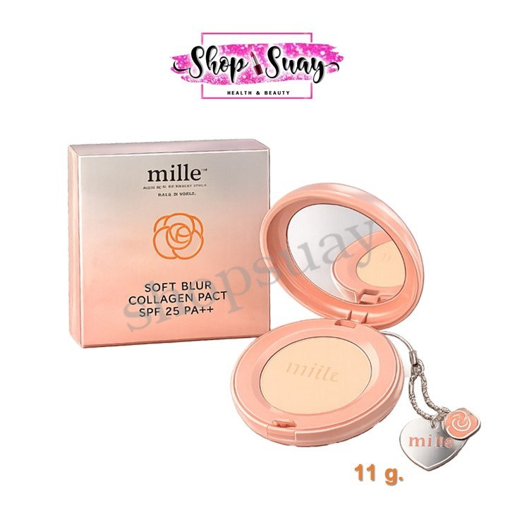 ** 1ตลับ ** Mille มิลเล่ ซอฟท์ เบลอ คอลลาเจน แพค SPF25 PA++ 11 กรัม ( 01 ไลท์ /  02 เนอเชอรัล )