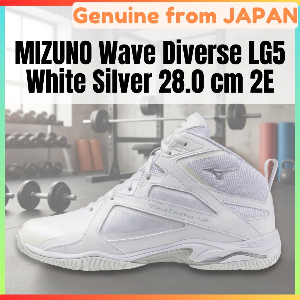 MIZUNO Wave Diverse LG5 Fitness Shoes 2E Wide Gym Studio Exercise White Silver 28.0 cm Unisex