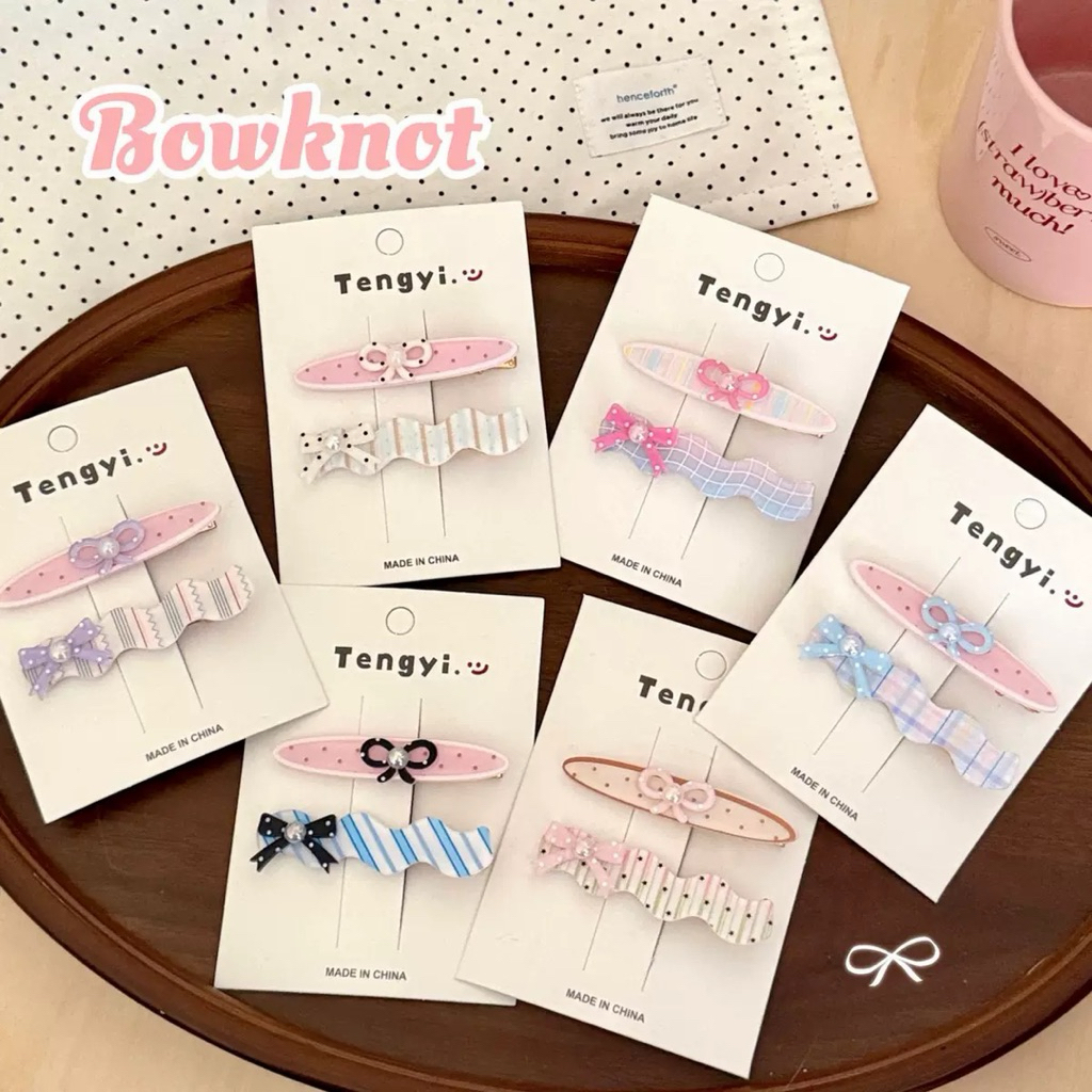 Cute 528 กิ๊บติดผม กิ๊บหนีบผมลายโบว์สีหวาน 2 ชิ้น/แพ็ค