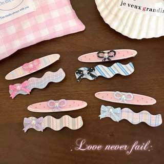 Cute 528 กิ๊บติดผม กิ๊บหนีบผมลายโบว์สีหวาน 2 ชิ้น/แพ็ค