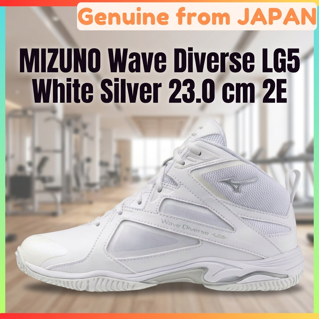 MIZUNO Wave Diverse LG5 Fitness Shoes 2E Wide Gym Studio Exercise White Silver 23.0 cm Unisex
