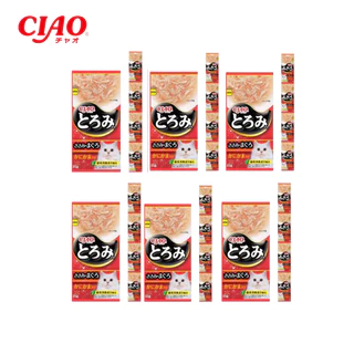 [ ยกห่อ 6 แถว ] CIAO ซุปไลน์เพ้าซ์ โทโรมิ คาชิ เข้มเข้นสำหรับน้องเหมียว ขนาดซองละ 35g. จำนวน 4 ซอง*6 แถว