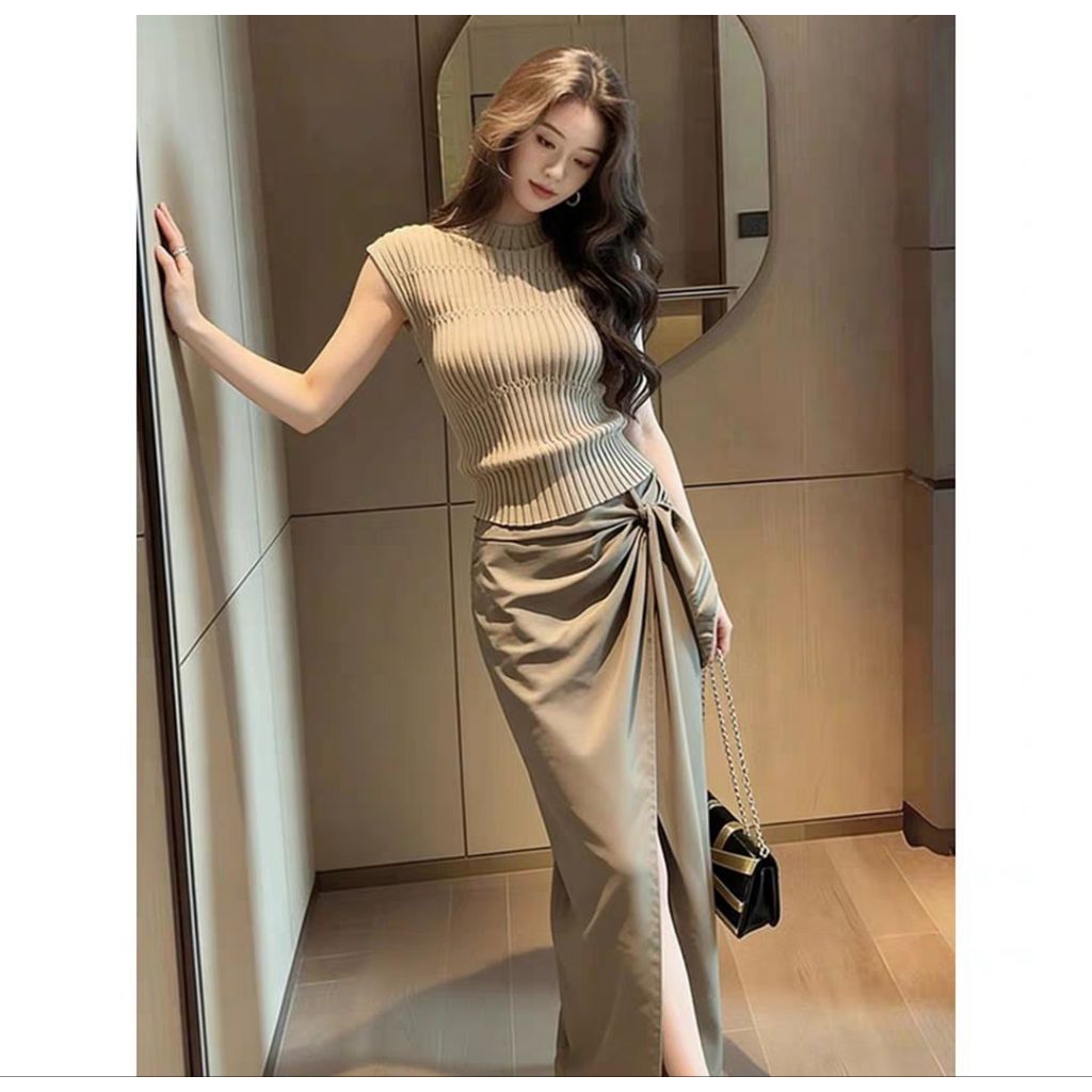 🌸 ชุดเซ็ตสีเทาสไตล์เกาหลี ลุคสาวเรียบหรูดูแพง ดีไซน์เก๋ไม่ซ้ำใคร พร้อมส่ง 🌸
