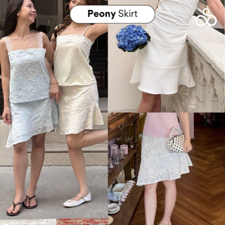 Sistersfabric - Peony midi skirts กระโปรงเฉียงมีซับในเป็นซิปข้าง ( Sistersfabric x preawji )