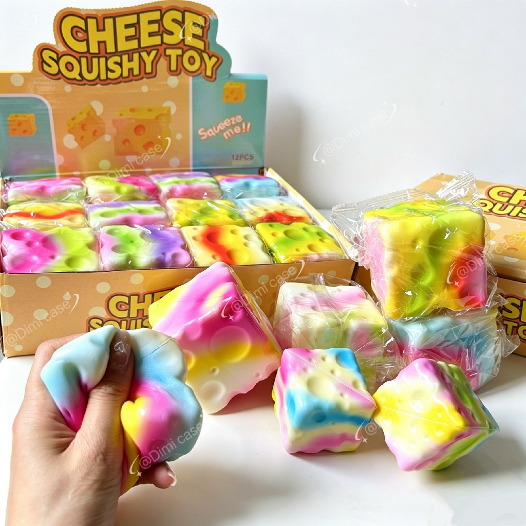 ของเล่นสกุชชี่ squishy  ของเล่นสำหรับเด็ก ลายชีสสายรุ้ง มีกลิ่นหอม พร้อมส่ง