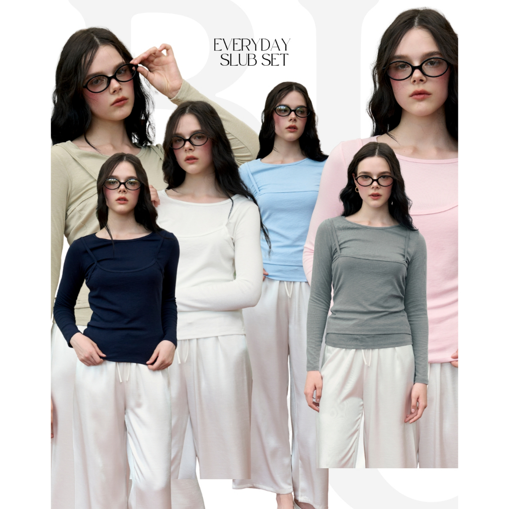 BCLS11 Everyday Slub Set - เสื้อ 2 ชิ้นถอดแยกได้ (เสื้อแขนยาว + เสื้อกล้าม) ผ้าสลาฟ