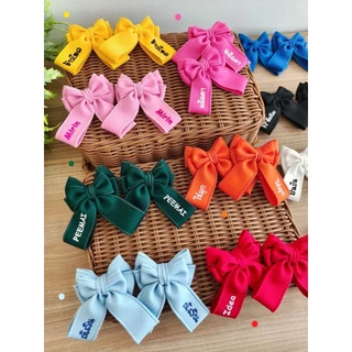 LUXU candy โบว์คู่ติดผมเด็ก โบว์ผ้าปักชื่อได้ สีสดใส