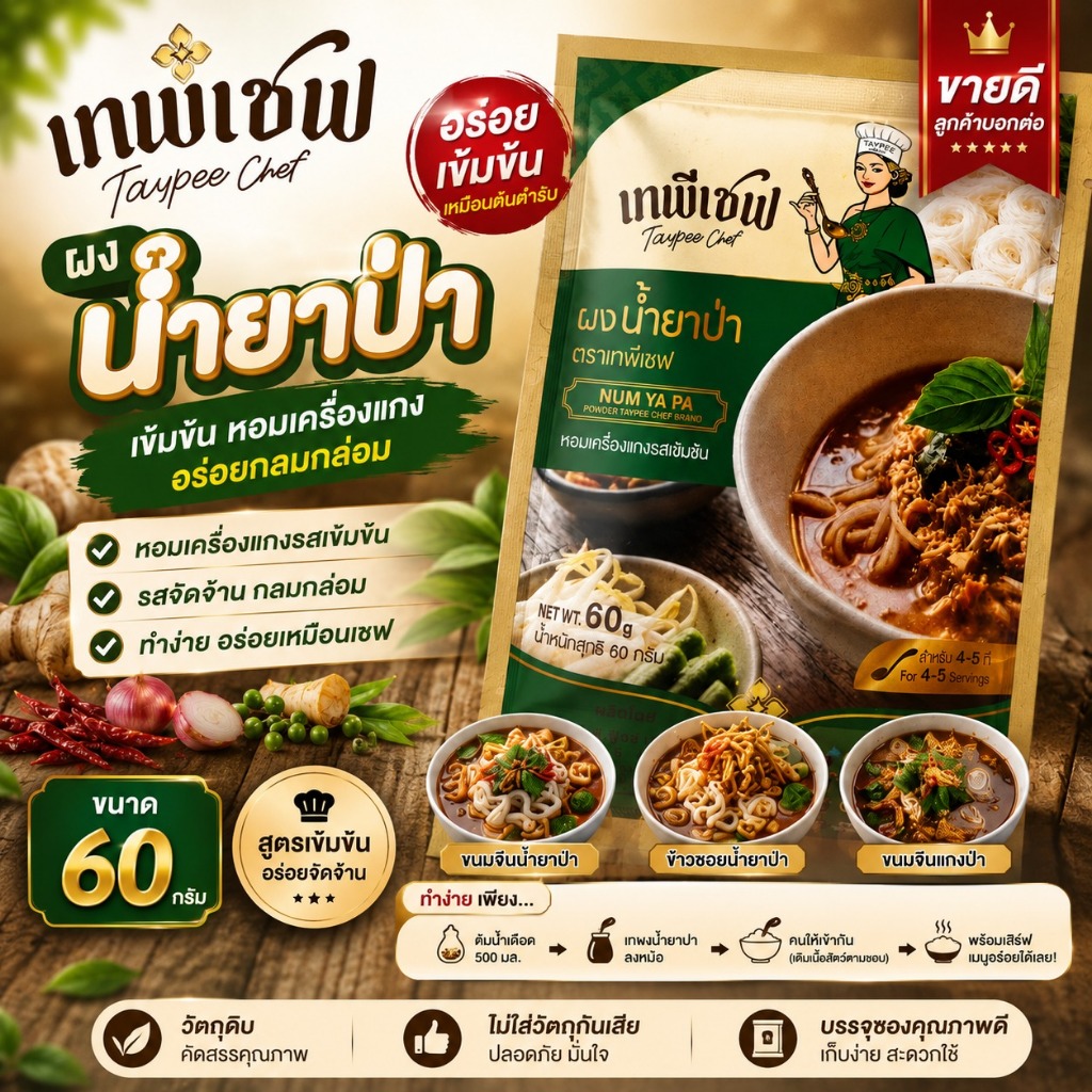 ผงน้ำยาป่า ขนาด 60 กรัม ตราเทพีเชฟ