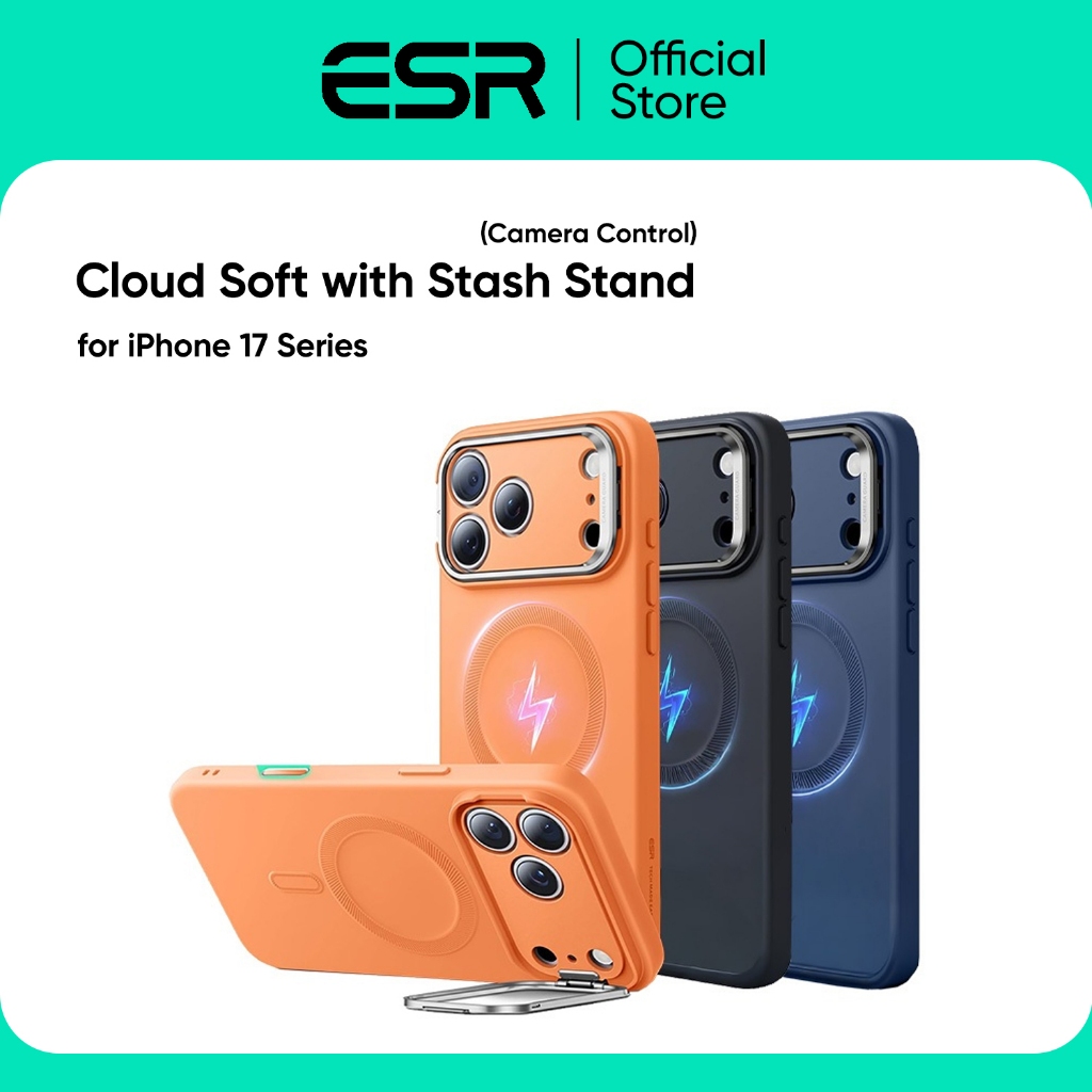 ESR เคสสำหรับ iPhone 17 / 17 Pro / 17 Pro Max รุ่น Cloud Soft with Stash Stand (Camera Control)
