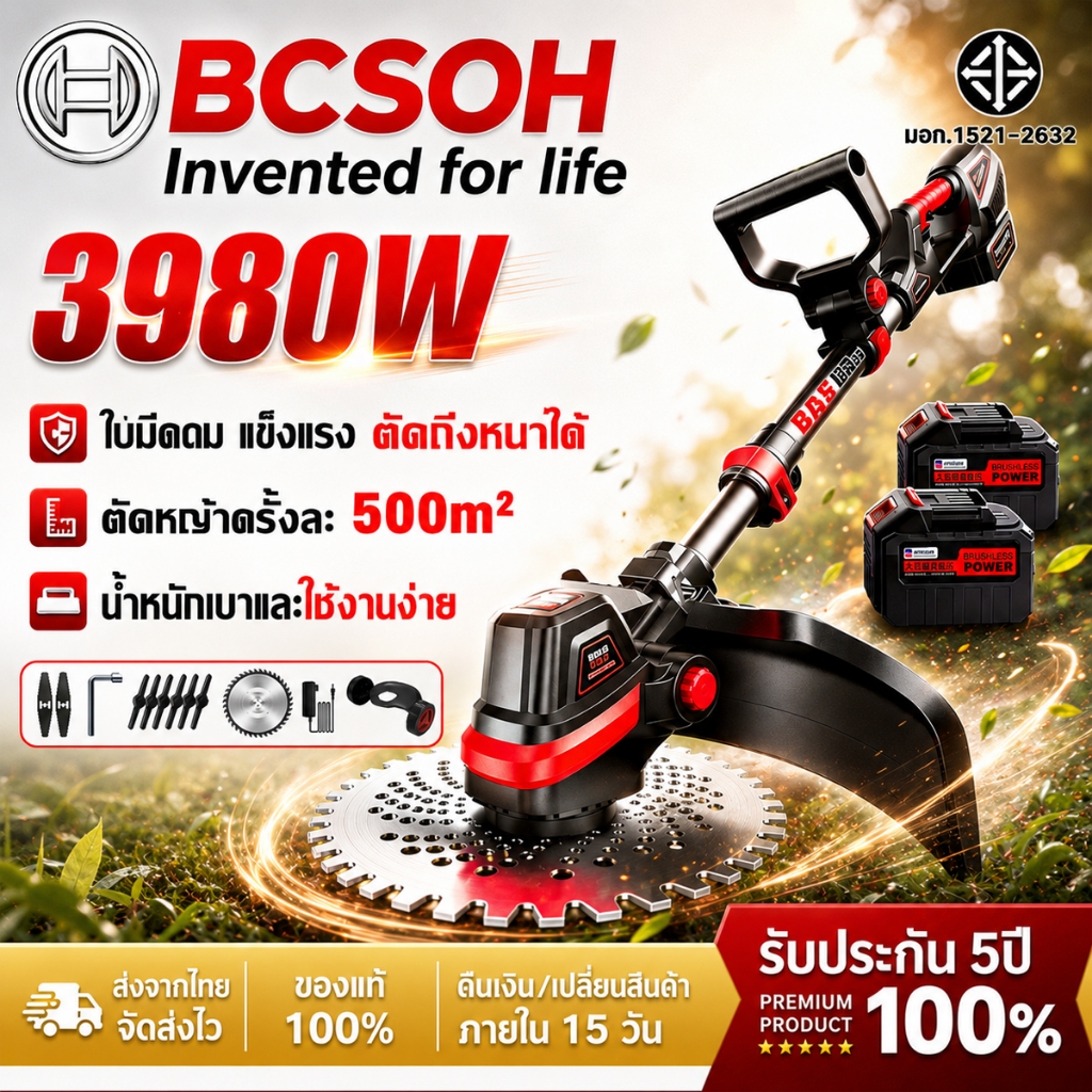 【รับประกัน 5 ปี】เครื่องตัดหญ้าไฟฟ้าไร้สาย 50000mAh น้ำหนักเบาพกพาสะดวก ตัดไม้โดยเฉพาะ เครื่องตัดหญ้าไฟฟ้า Lawn mower