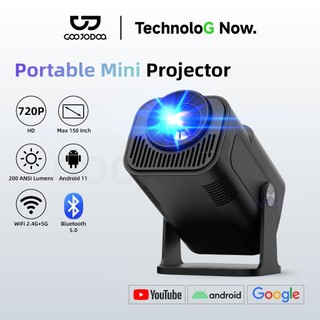 GOOJODOQ Hy320 Mini โปรเจคเตอร์  200 Ansi Projector Android 11 Gimbal 5 Mini Projector พร้อมลำโพง