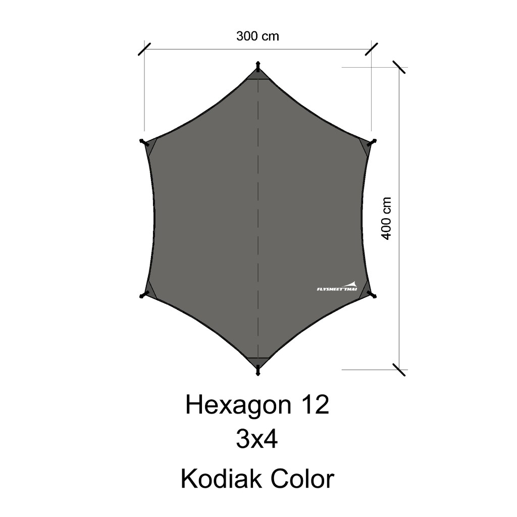 ฟลายชีท TN 3x4 Hexagon  ผ้าระบายอากาศ กันน้ำ100% ทาร์ป ผ้าคลุมเต็นท์ ฟลายชีทไทย flysheetthai