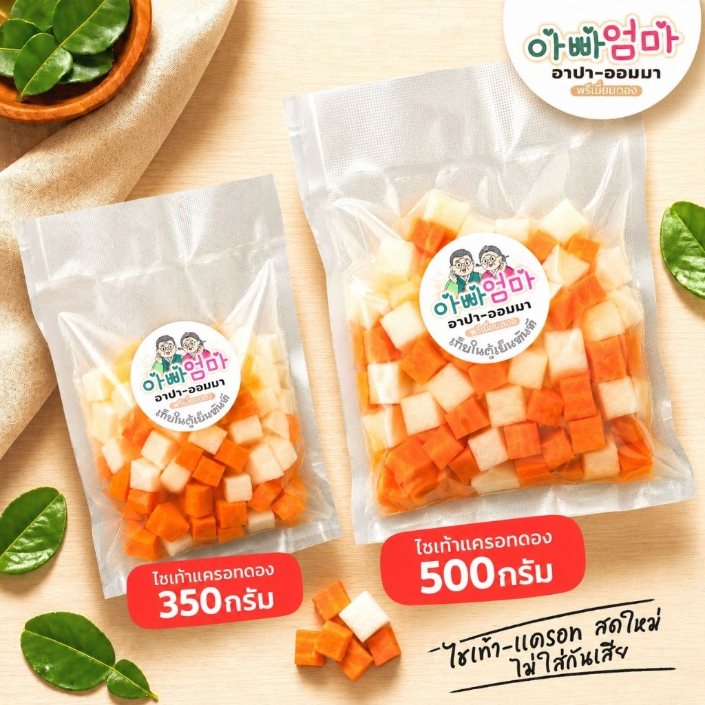 หัวไชเท้าดองเกาหลี (มูซัม) หัวไชเท้า+แครอท "ความอร่อยระดับพรีเมียม ส่งตรงจากใจอาปา-ออมมา"