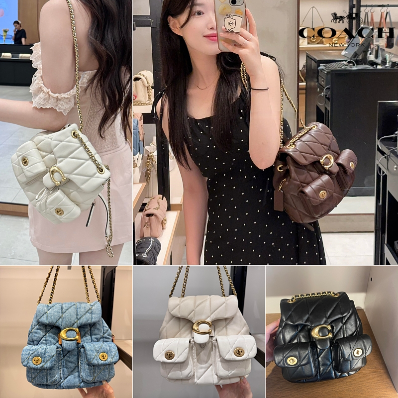 🛍️ของแท้ 💯 COACH Tabby 22 กระเป๋าเป้สะพายหลัง หนังแกะ Quilting (ลายตาราง/คล้ายบุนวม)