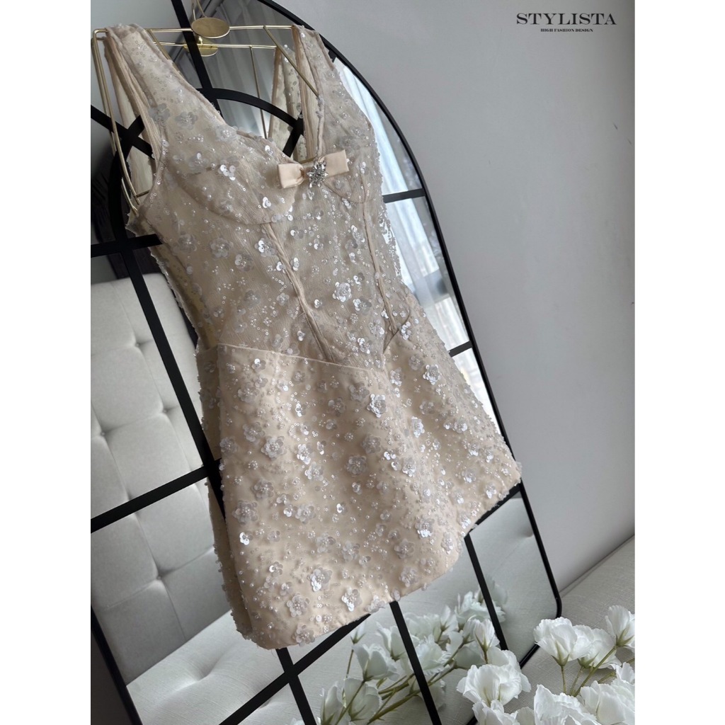 STYLISTA Dressปักเลื่อมดอก 3D ทั้งตัว(ไม่มีฟองน้ำ) รูปที่ 8