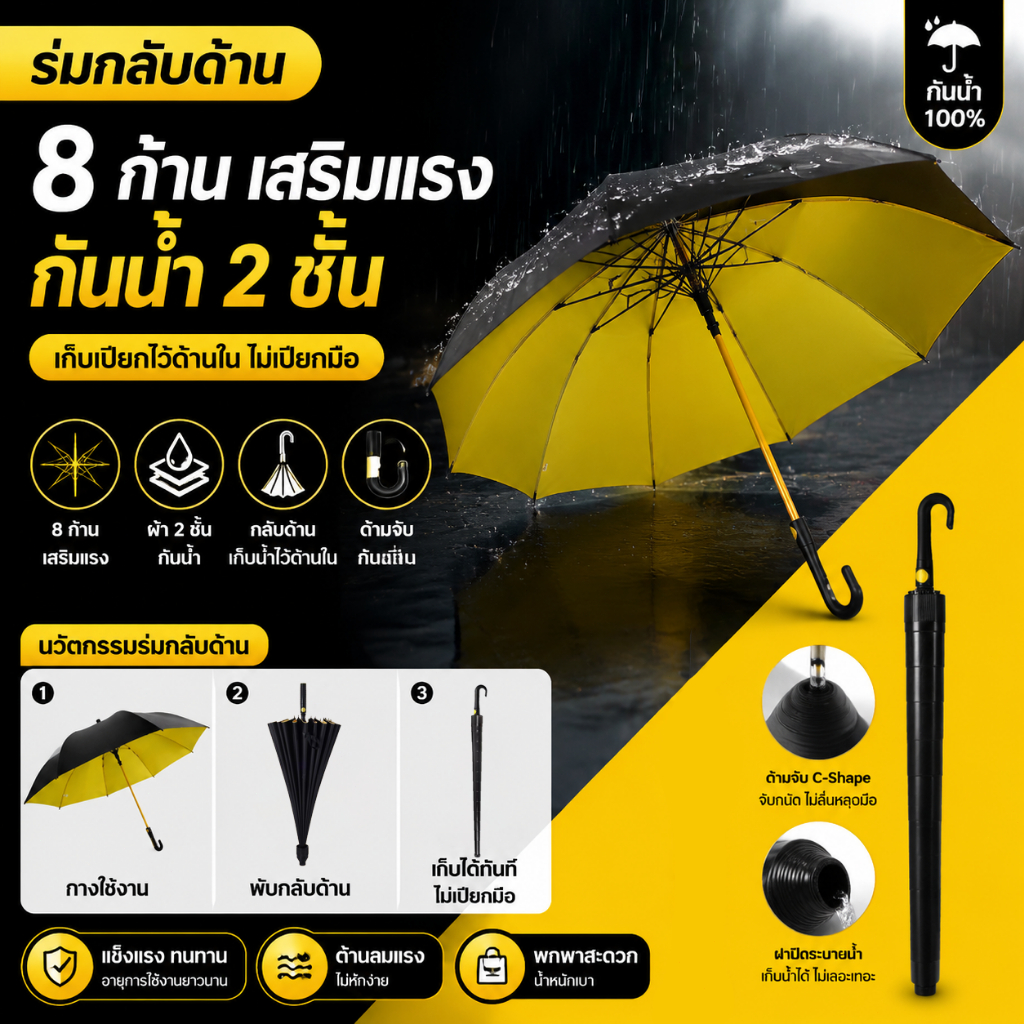 ร่มกอล์ฟขนาดใหญ่ ร่มฝนหรือแดด ร่มด้ามยาวพร้อมฝาครอบกันน้ำ ร่มกึ่งอัตโนมัติ ร่มคู่รัก ร่มด้ามตรง