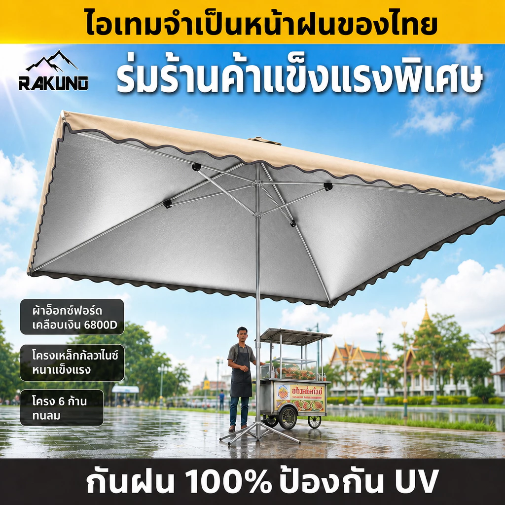 ร่มขายของสี่เหลี่ยม 2*1.5M/2*2.5M/2*3M/3*3M ร่มกันแดด แผงลอยร่ม ผ้าอ๊อกฟอร์ด หนาพิเศษ กันรังสียูวี กันน้ำ กันลม