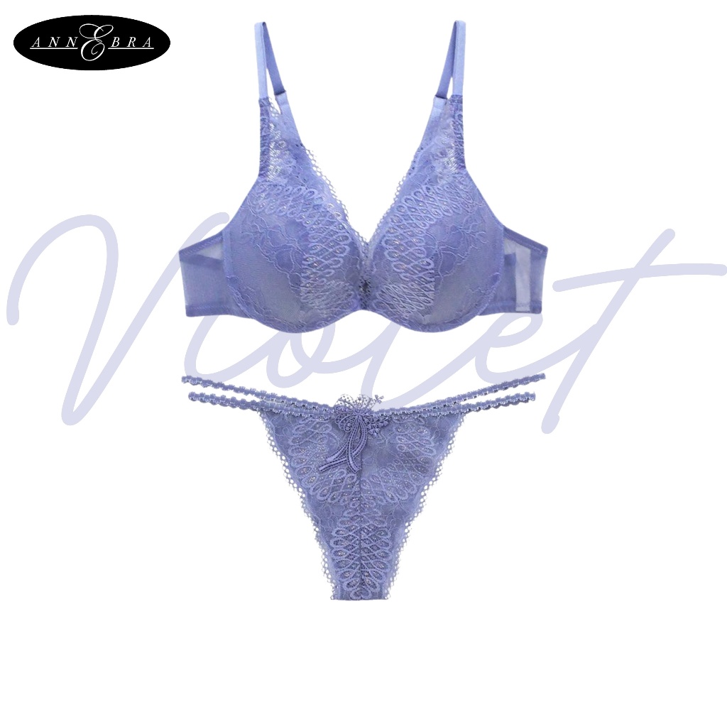 Annebra เซตบรา+กกน. บราเสริมทรง ตะขอหน้า มีโครง มีฟองน้ำ Push Up Bra+Panty SET รุ่น AB1-579/AU3-867