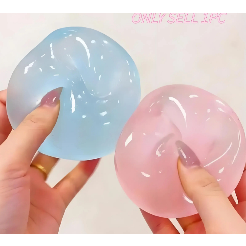 🫧 fidget toys  ฟีดดด Squishy Anti Stress ของเล่นบีบ Ball Fidgets จําลองโปร่งใสสีฟ้า/สีชมพู นุ่มหนึบกำลังดีเลย