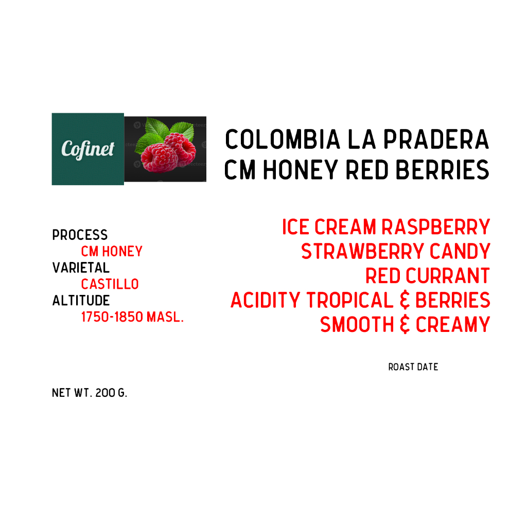 เมล็ดกาแฟคั่ว Colombia La Pradera CM Honey Berries 200 g