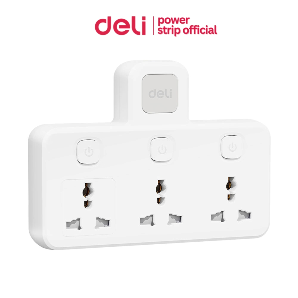 Deli ปลั๊กแปลง อะแดปเตอร์ไร้สาย มีไฟในตัว พกพาง่าย USB/TypeC 10A 2500W Universal Adapter