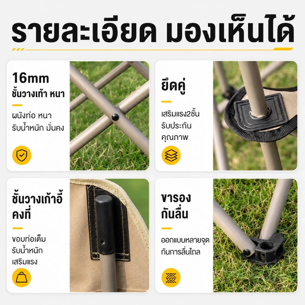 เก้าอี้แคมป์ปิ้งพับได้ อลูมิเนียม รับน้ำหนัก 300 กก. พร้อมถุงพกพา thumbnail 10