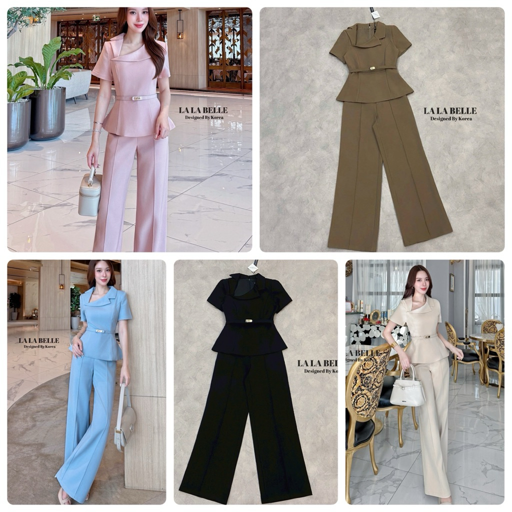 Lalabelle Set เสื้อ+ขายาว งานแบบสวยผ้าเนื้อดี มีเข็มขัด