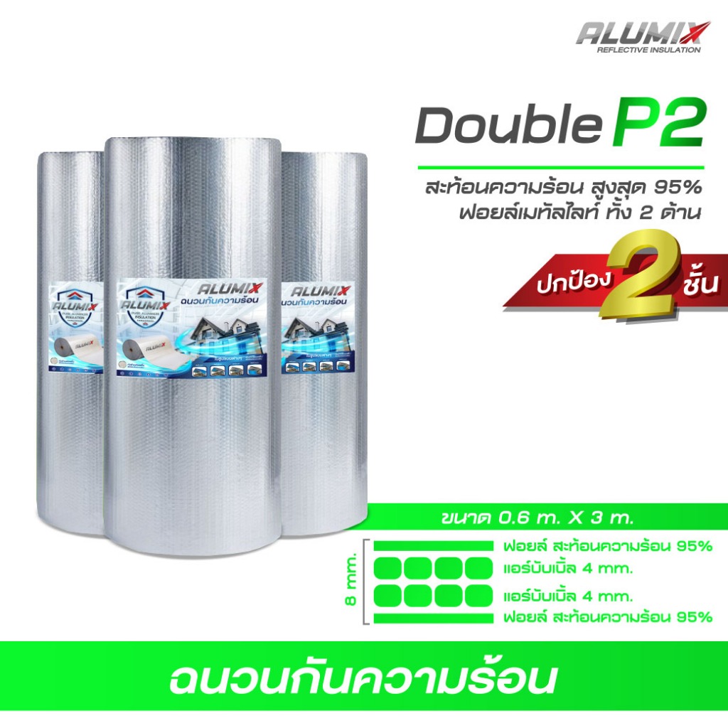 Double P2 0.60 * 3.05m ฉนวนกันความร้อนอลูมิเนียมบริสุทธิ์ สามารถสะท้อนความร้อน 95%