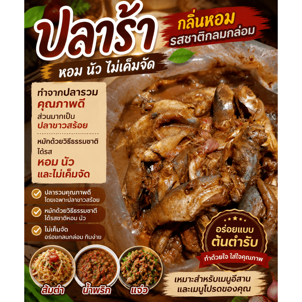 [1kg]ปลาร้าโหน่งนัว กลิ่นหอม นัวกลมกล่อม ทำจากปลารวมคุณภาพ