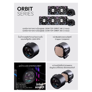 ชุดน้ำระบบปิด Einarex ORBIT Series (240-TDP 280W) / (360-TDP 320W) AIO Liquid Cooler รับประกัน 3 ปี