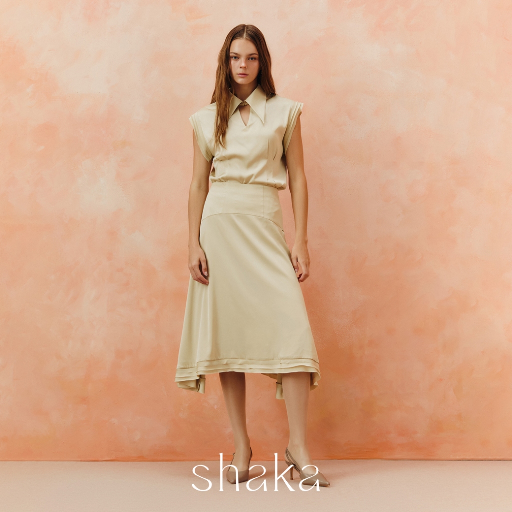 Shaka AW25 Layered Hem Skirt กระโปรงดีไซน์เอวสูง เข้ารูปช่วงเอว ซิปซ่อนหลัง SK-8251208