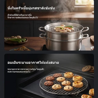 🚚ส่งจากประเทศไทย🚚 ตะแกรงย่างสแตนเลสแท้ ทรงกลมลวดหนา อุปกรณ์ปิ้งย่างอาหารในครัวเรือน