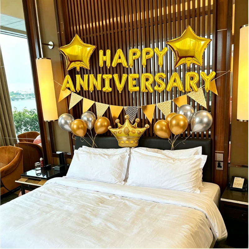 [พร้อมส่ง!!] เซตลูกโป่งครบรอบ ลูกโป่ง อักษร 16นิ้ว แถมที่สูบลม!! ลูกโป่งจัดเซ็ท happy anniversary