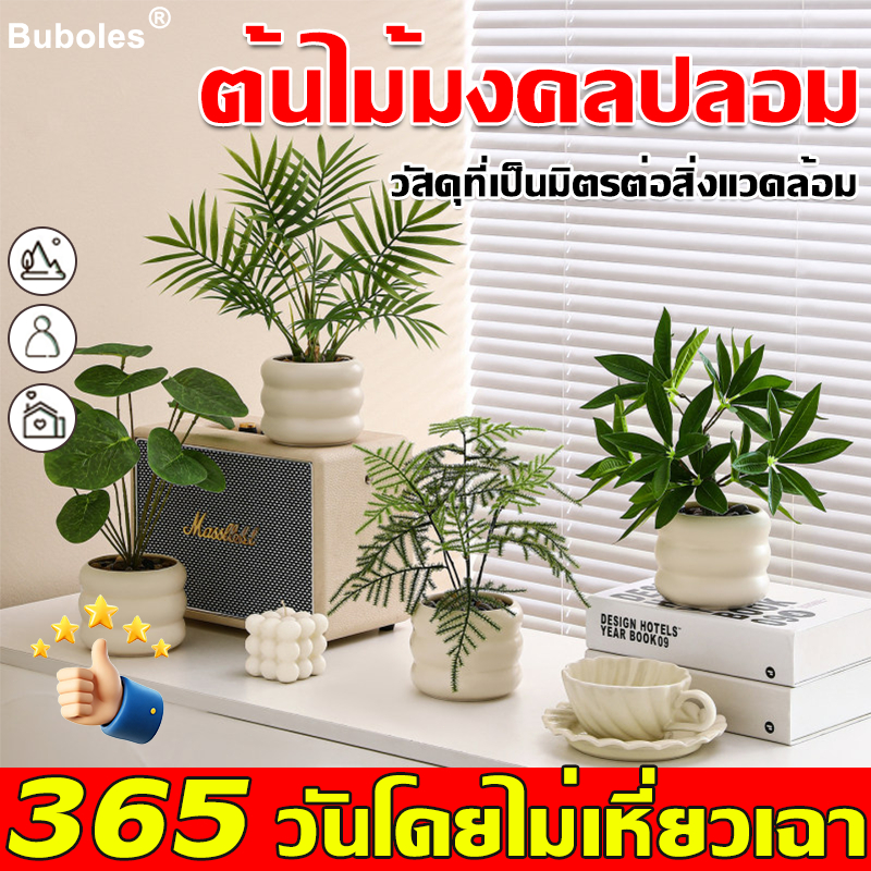 ต้นไม้มงคลปลอม🍀เปลือกเต่า/กล้วยเขียว/ปาล์มดิปซิส พร้อมกระถาง/หินโรย ต้นไม้ปลอมมงคล ต้นไม้มงคลเศรษฐีปลอม ไม้ประดับ