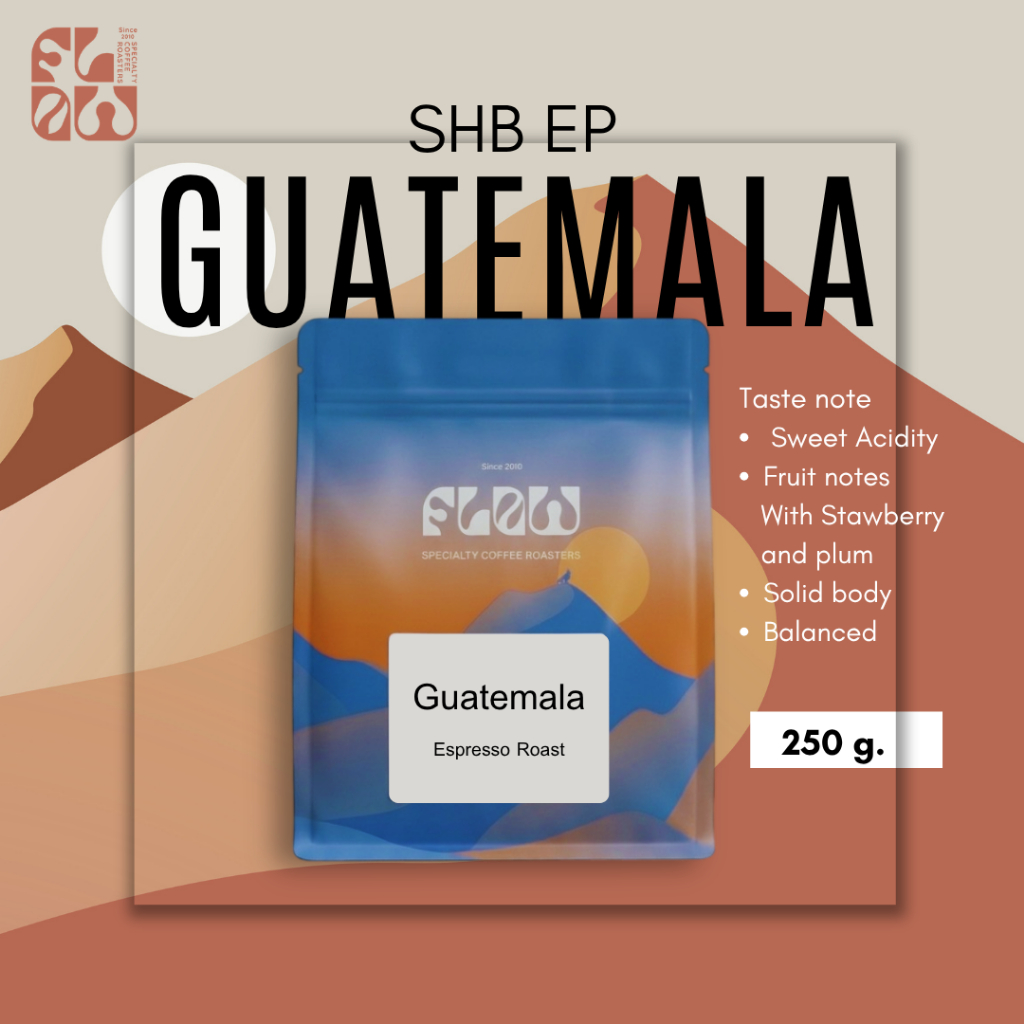 โฟลว์ คอฟฟี่ เมล็ดกาแฟคั่ว กัวเตมาลา Guatemala Huehuetanango - คั่วกลาง ขนาด 250g เมล็ดกาแฟสดคั่ว เมล็ดกาแฟคั่ว 250g