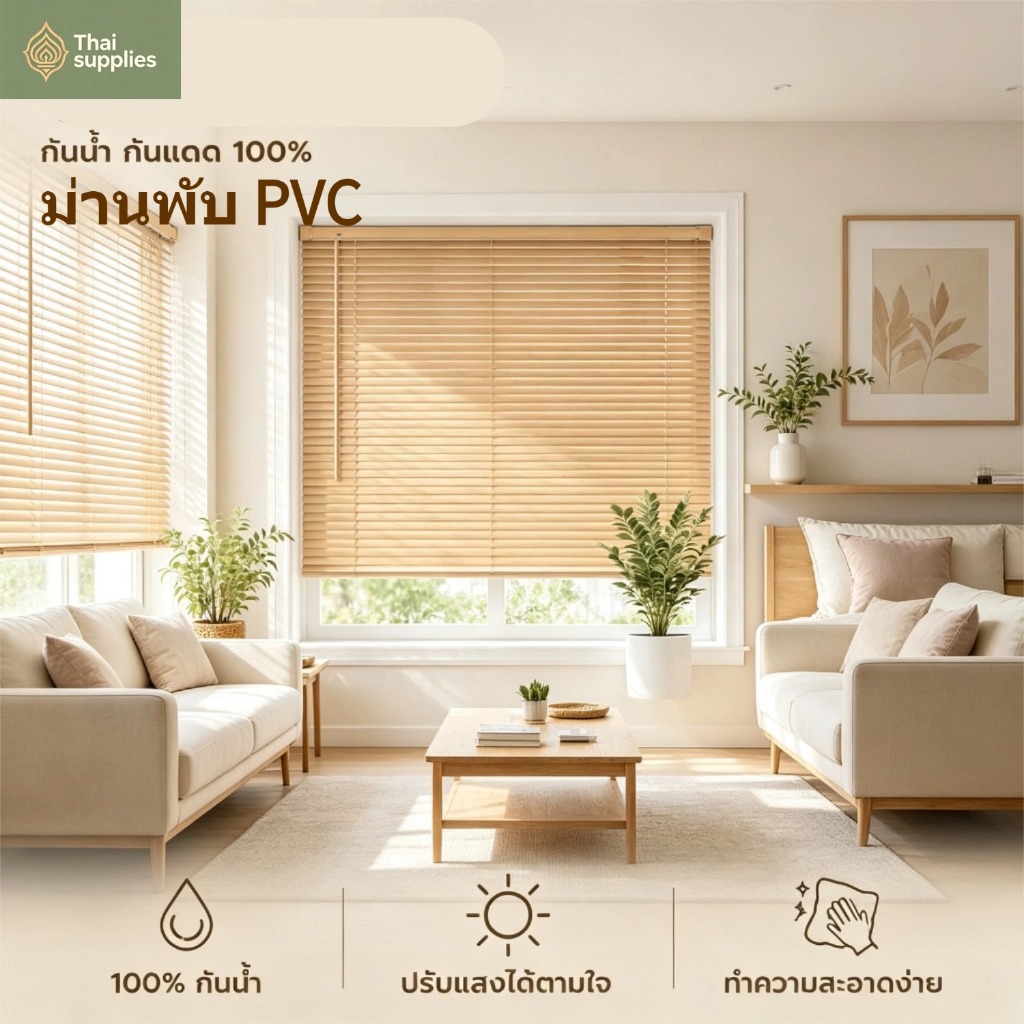 [รับประกัน 5 ปี] มู่ลี่ลายไม้ ใบ25 mm ปริมาณแสงที่ปรับได้ มู่ลี่หน้าต่าง กันน้ำและกันแดด ติดตั้งง่าย