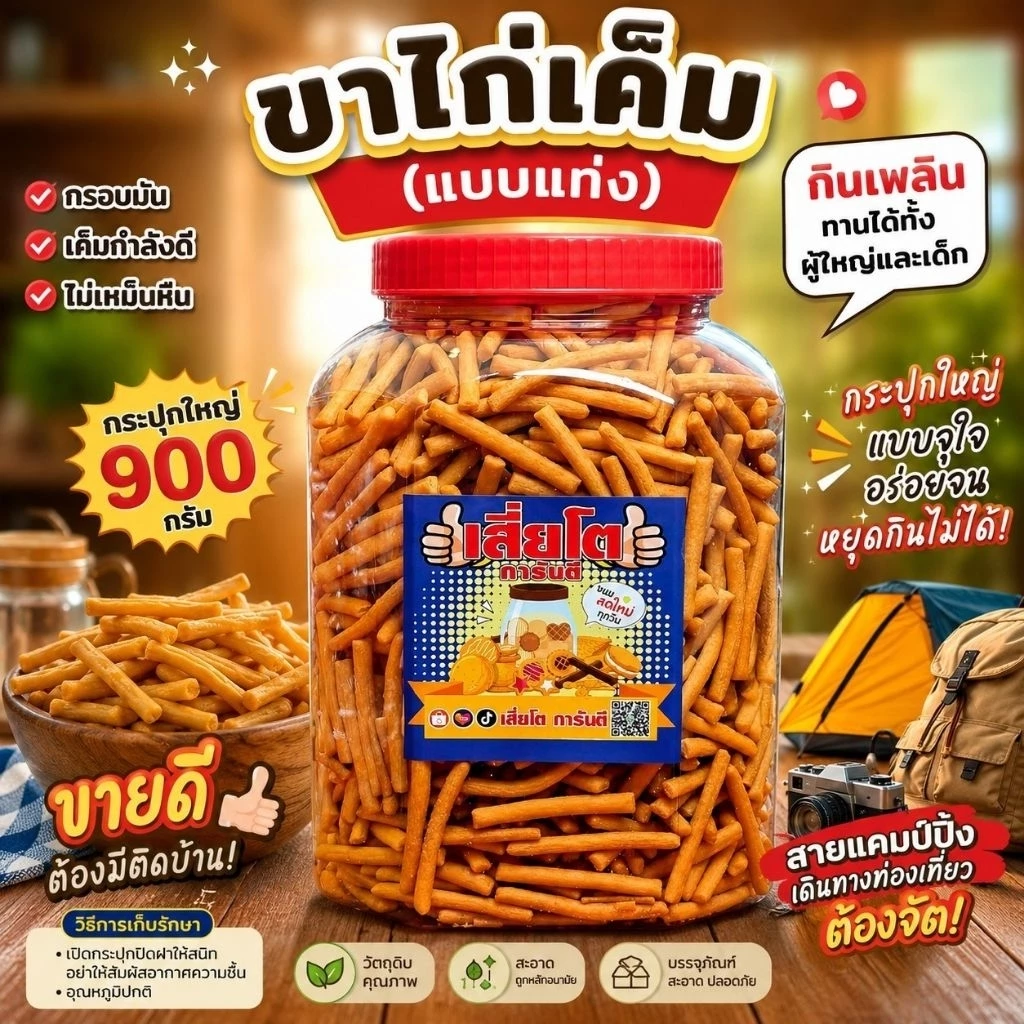 ขนมขาไก่เค็ม โหลใหญ่น้ำหนัก900กรัม