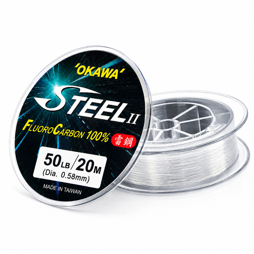 สาย OKAWA steel II Fluoro Carbon 100% สายหน้า สายช็อค ฟลูโรคาร์บอน ทนแรงขีดข่วน เสียดสี ได้ดีเยี่ยม