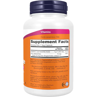 💊 NOW C1000+Zinc ภูมิคุ้มกัน✨ ต้านหวัด💪 วิตามินซีสูง สังกะสี 90แคปซูล🔥