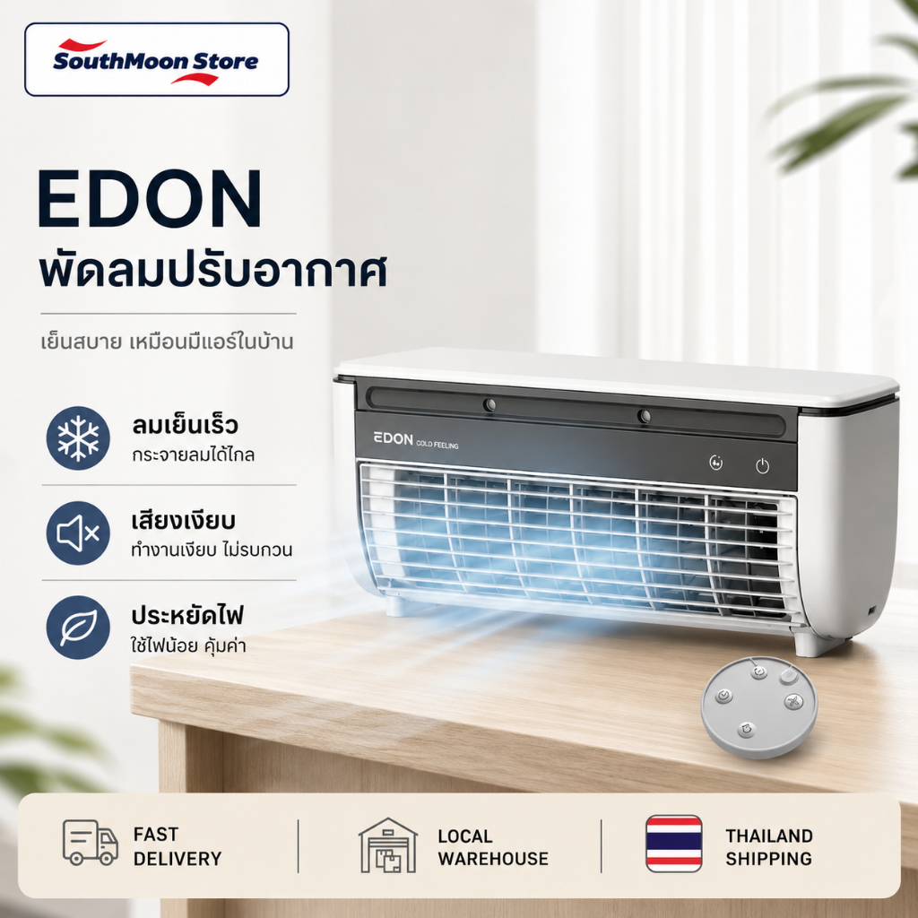 Edon E868 พัดลมไอเย็น Air Cooler Fan แบบแขวนผนัง เย็นไว 30 วินาที พัดลมปรับอากาศ พัดลมไอน้ำ ใช้ในบ้า