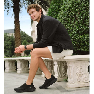 Skechers สเก็ตเชอร์ส รองเท้าลำลองผู้ชาย Men BOBS Sport Moda Flex Acre Casual Shoes - 118156-BBK Memory Foam (latest)