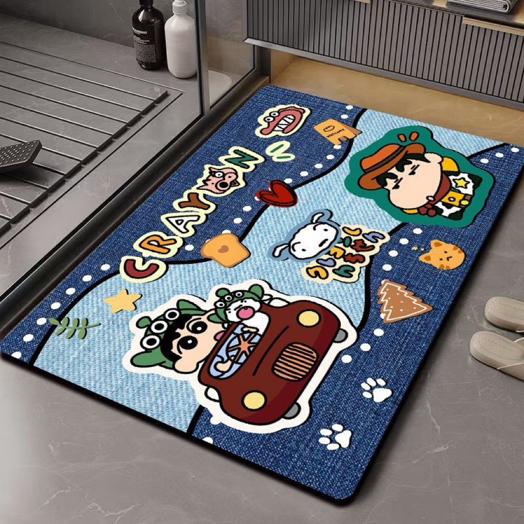 พรมเช็ดเท้าลายชินจัง Adventure Collection พรมกันลื่น ซับน้ำดี ตกแต่งหน้าประตู 40x60 ซม
