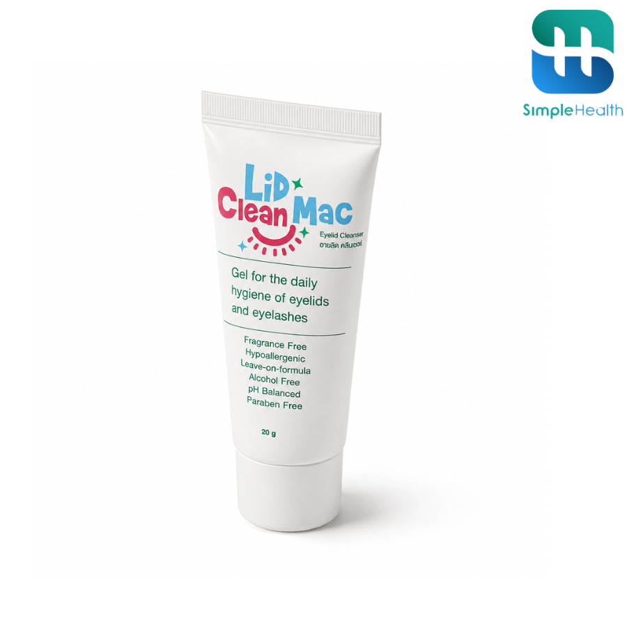 Simple Health เจลทำความสะอาดเปลือกตา ที่ทำความสะอาด Lid Clean Mac 20 กรัม ใช้งานง่าย อ่อนโยน ไม่ระคายเคือง ถูกหลัก อย.