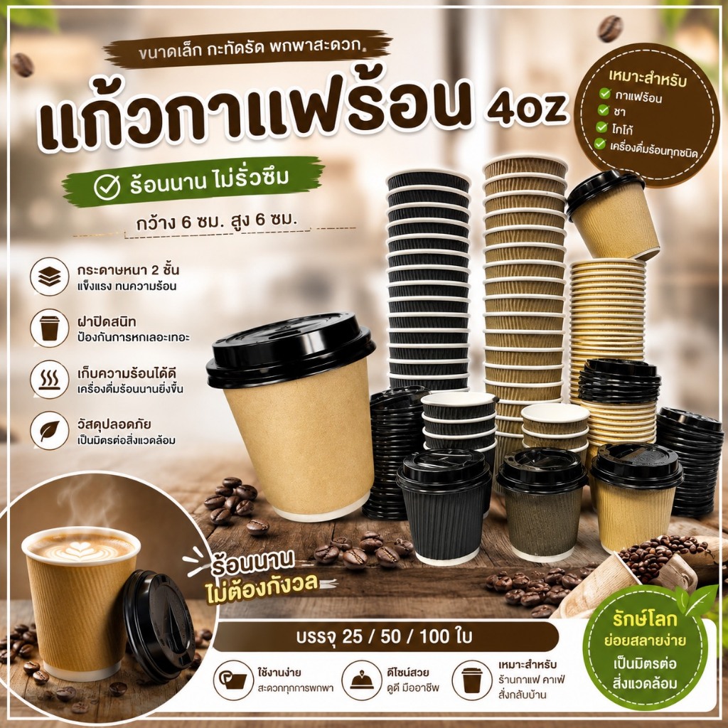 แก้วกาแฟ4oz เเก้วกระดาษร้อน แก้วกระดาษ แก้วกาแฟร้อน แก้วกาแฟ กระดาษ 4Oz ร้อน แก้วกาแฟกระดาษ แก้วกระดาษ2ชั่น 50ใบ