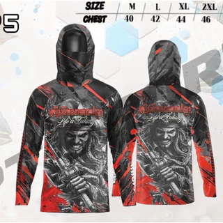 เสื้อตกปลาคำคมมีฮู้ดเเละผ้าบัพเท่ๆ กันเเดดกัน uv ครบจบในตัวเดียว