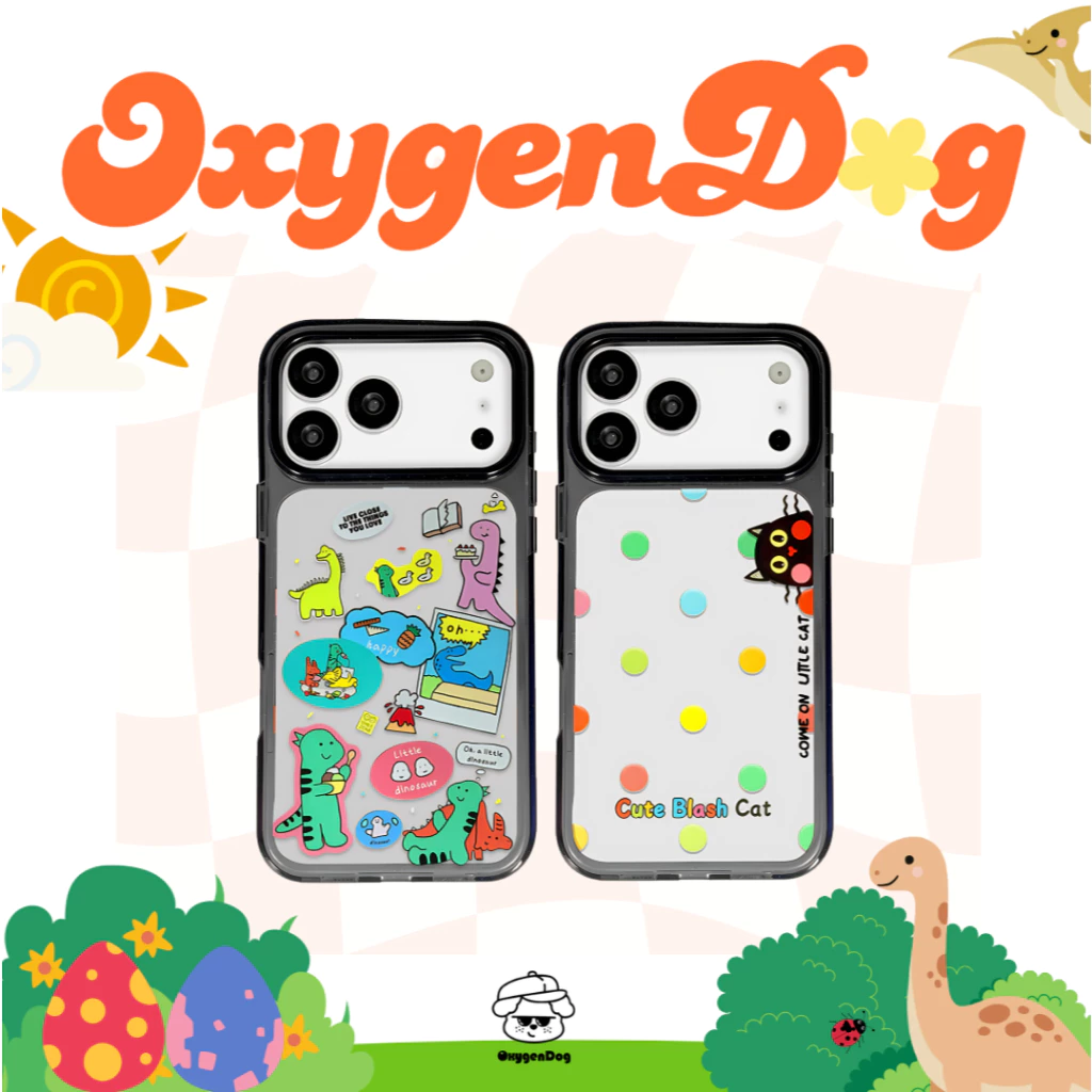 Oxygendog case เคสไอโฟน ลาย ไดโนเสาร์ แมวลายจุด For iPhone 17promax 17pro 17 16 15 ProMax 15 14 13