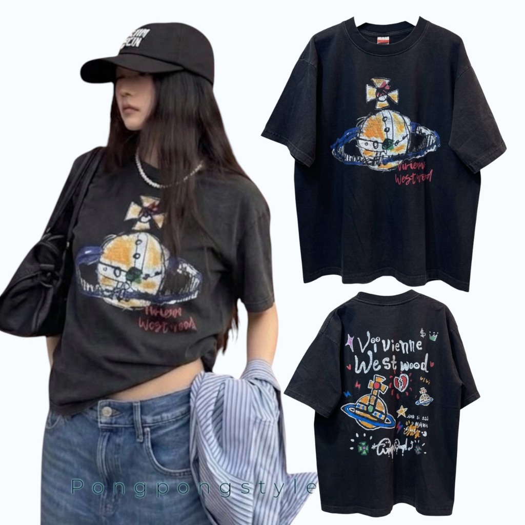 เสื้อยืด ทรง Boxy Unisex งานผ้า Cotton100 ไม่มีตะเข็บข้าง สกรีน DTG สกรีนจม ฟอกเฟด สกรีนหน้าหลัง  รีดทับได้