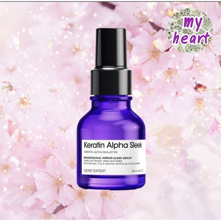 Loreal Keratin Alpha Sleek Mirror Sleek Serum 50 ml เซรั่มช่วยผนึกโครงสร้างเคราตินของเส้นผม เพื่อความเรียบลื่นยาวนาน